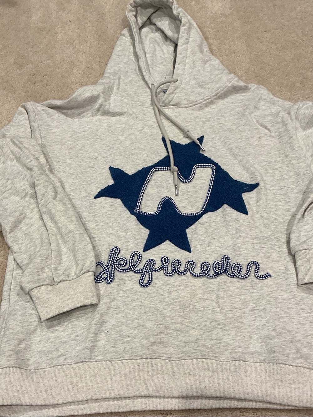 Aelfric Eden Heather Gray Hoodie with Navy Star Crest